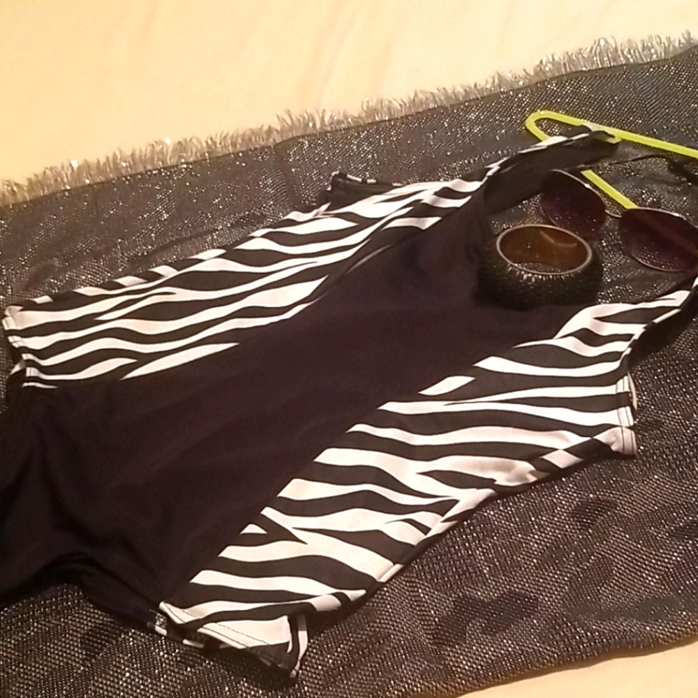 Zebra striped bathing suit